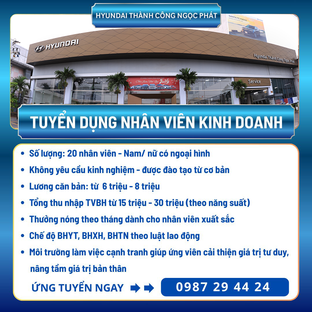 Tuyển dụng Tư vấn bán hàng ô tô Đồng Nai
