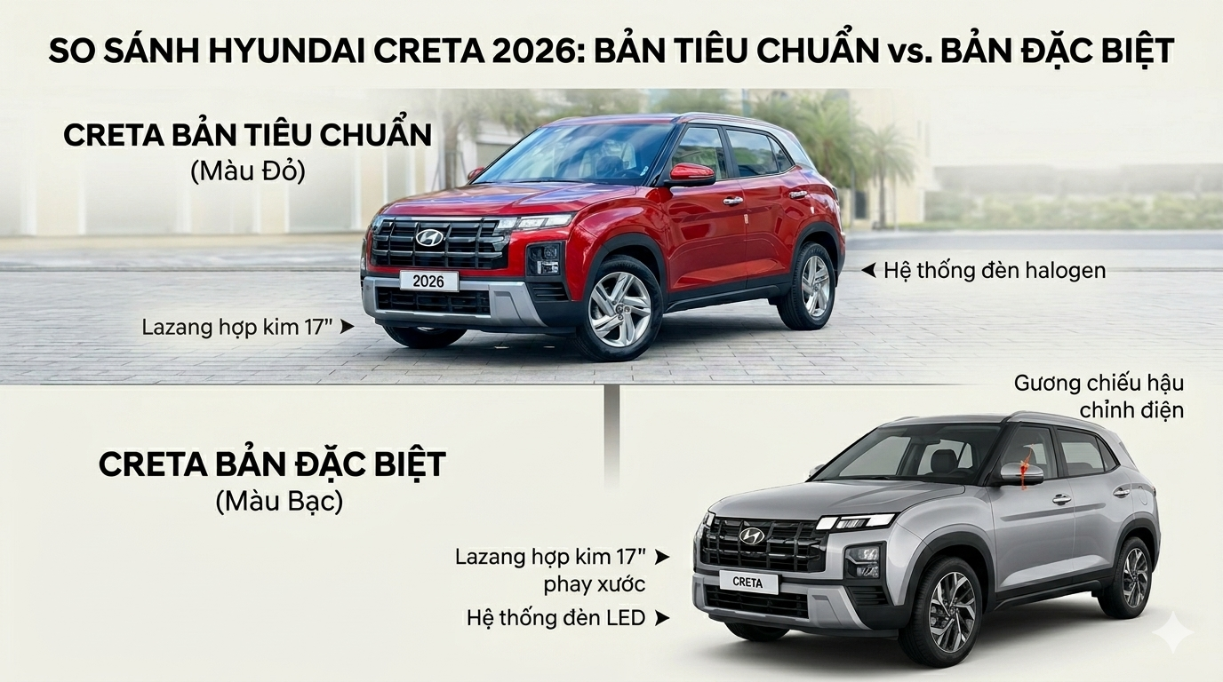 So sánh Hyundai Creta bản Tiêu chuẩn và Đặc biệt