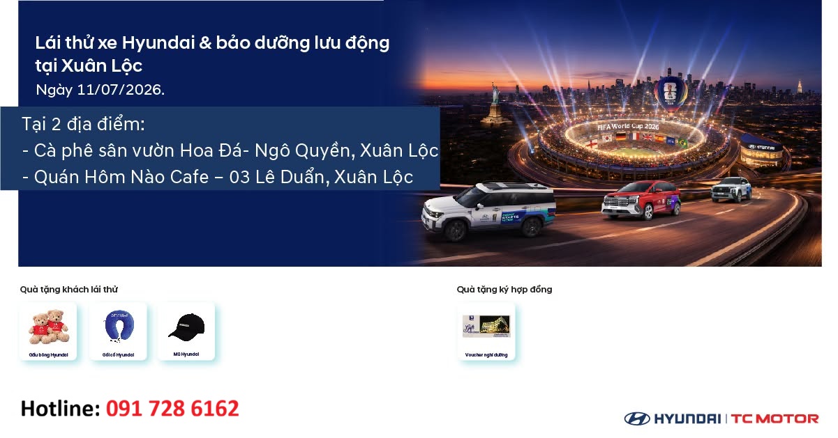 Lái thử xe Hyundai tại Xuân Lộc